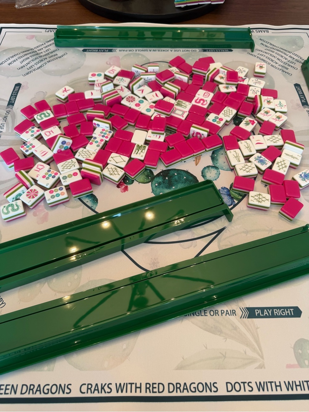 Pink and White Cactus Mahjong MAT ONLY - Picture 8 of 14